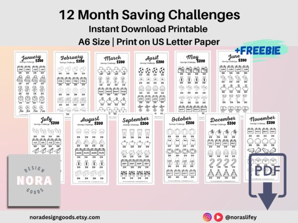 12 Month Goal Saving Challenge
